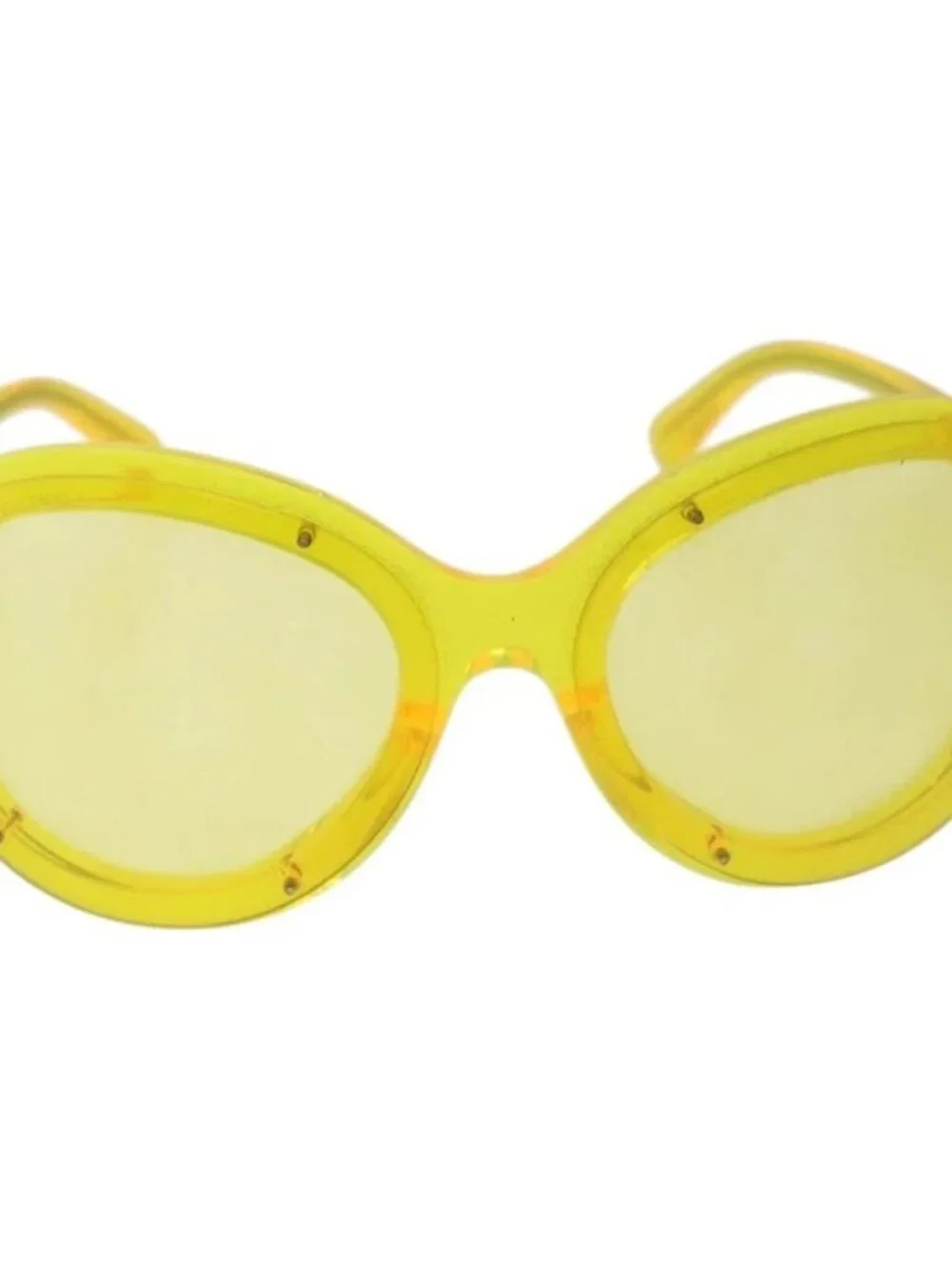 CHANEL Sunglasses Plastic Yellow CC Auth 184281M